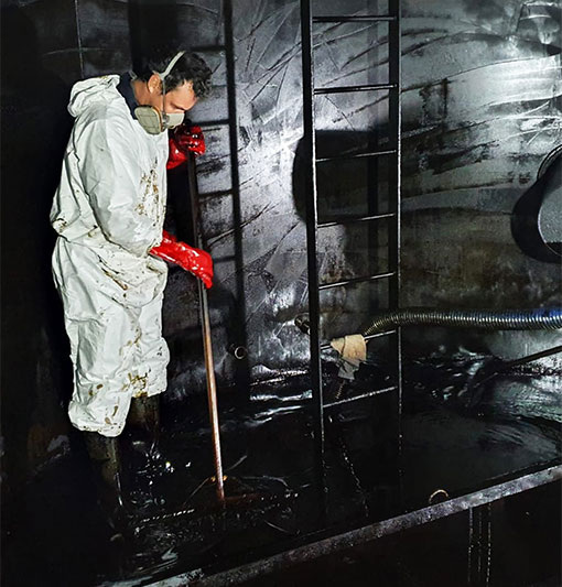 Cleaning a fuel tank at a hospital